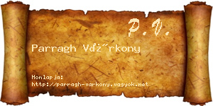 Parragh Várkony névjegykártya